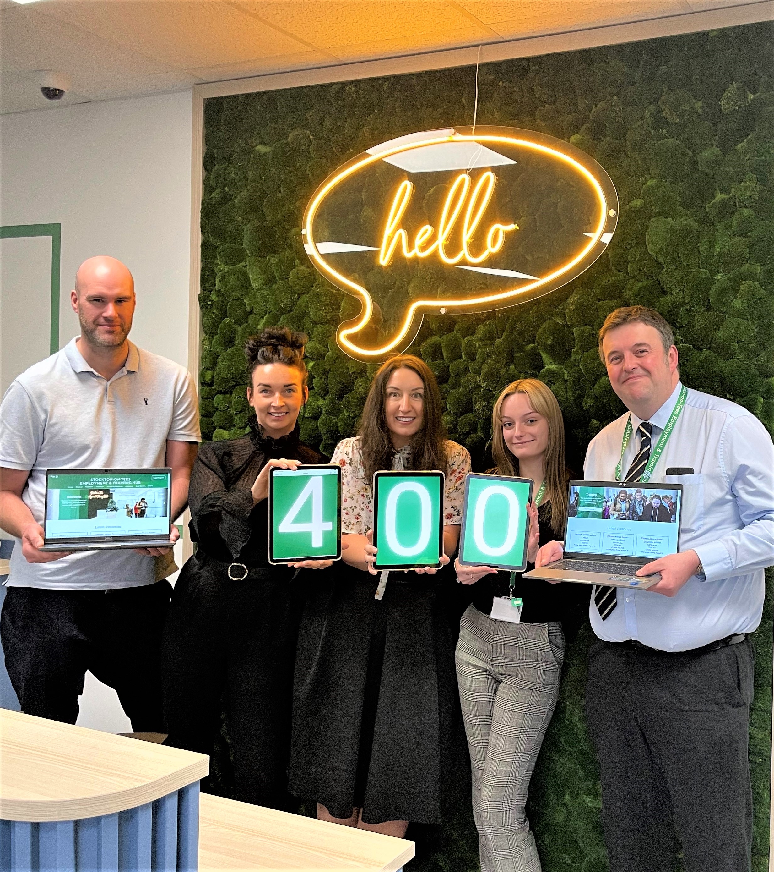 the hub team celebrating 400 people into jobs Dec 2022